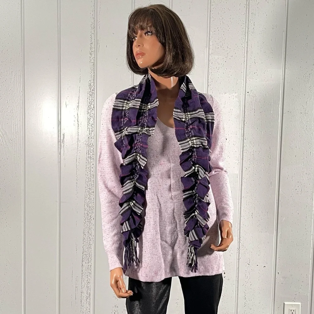 *Lord & Taylor Women's Purple Plaid Elastic Scarf